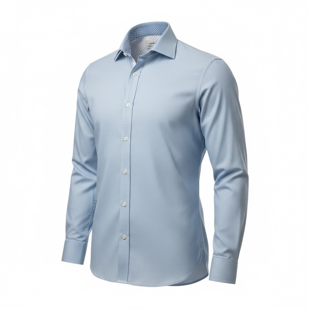 Ted Baker Mens Medium Classic Fit Blue Houndstooth Dress Shirt 15.5 100% Cotton